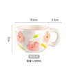 White background pink flower-handcrafted mug - 301-400ml