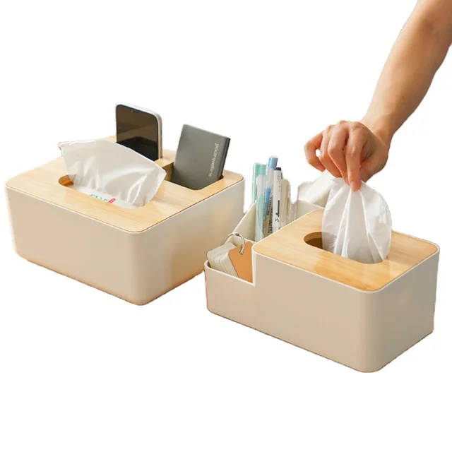 7-piece Set of Simple Multi-size Multi-function Bamboo Cover Dust Proof Plastic Napkin Box Hotel bar Restaurant