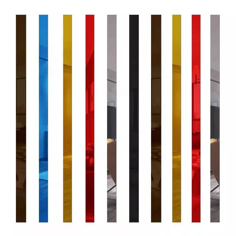 20pcs/set 3d Strips Mirror Wall Sticker Diy Mirror Decor Stickers Home