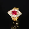 Anillo de corindón rojo de tamaño ajustable