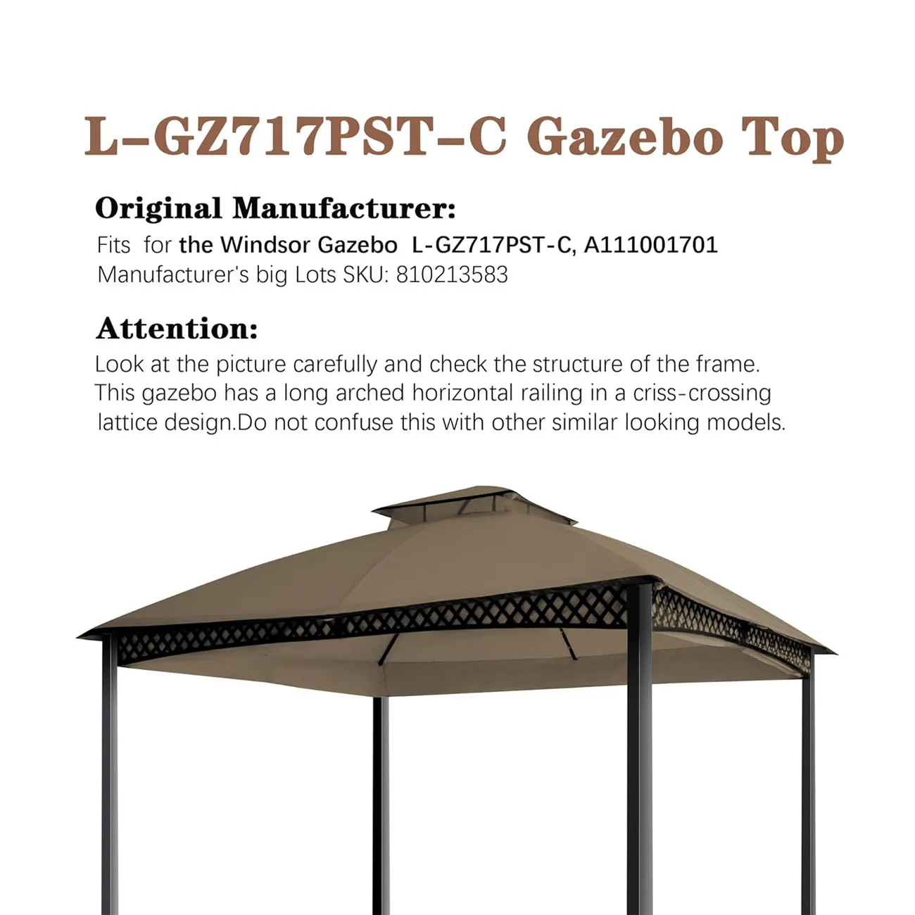 Scocanopy Replacement Canopy Top Cover For Oakmont Gazebo Lgz717pstc