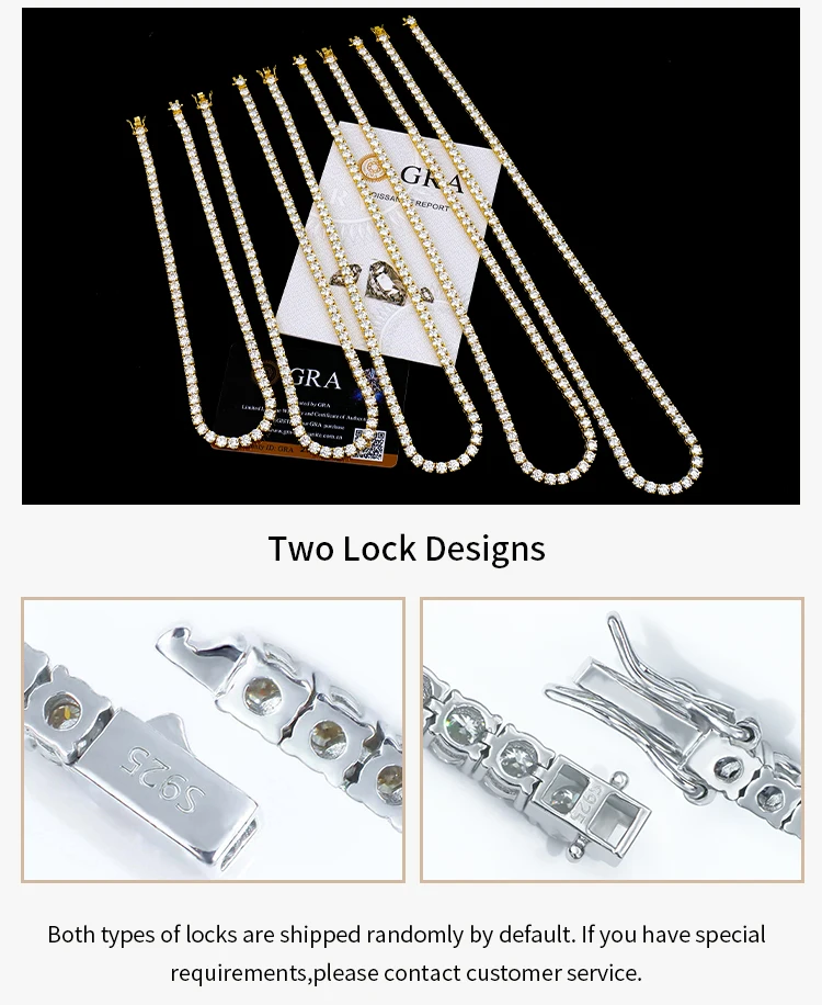 wholesale jewelry men women 5mm gold plated 925 sterling silver diamond mossanite moissanite iced out tennis necklace chain