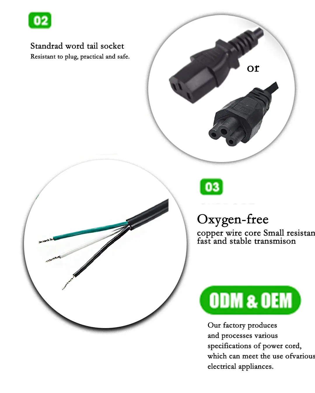 Idealin Uk Ac Power Cable Electric Extension Power Cords 240v 3 Plug In