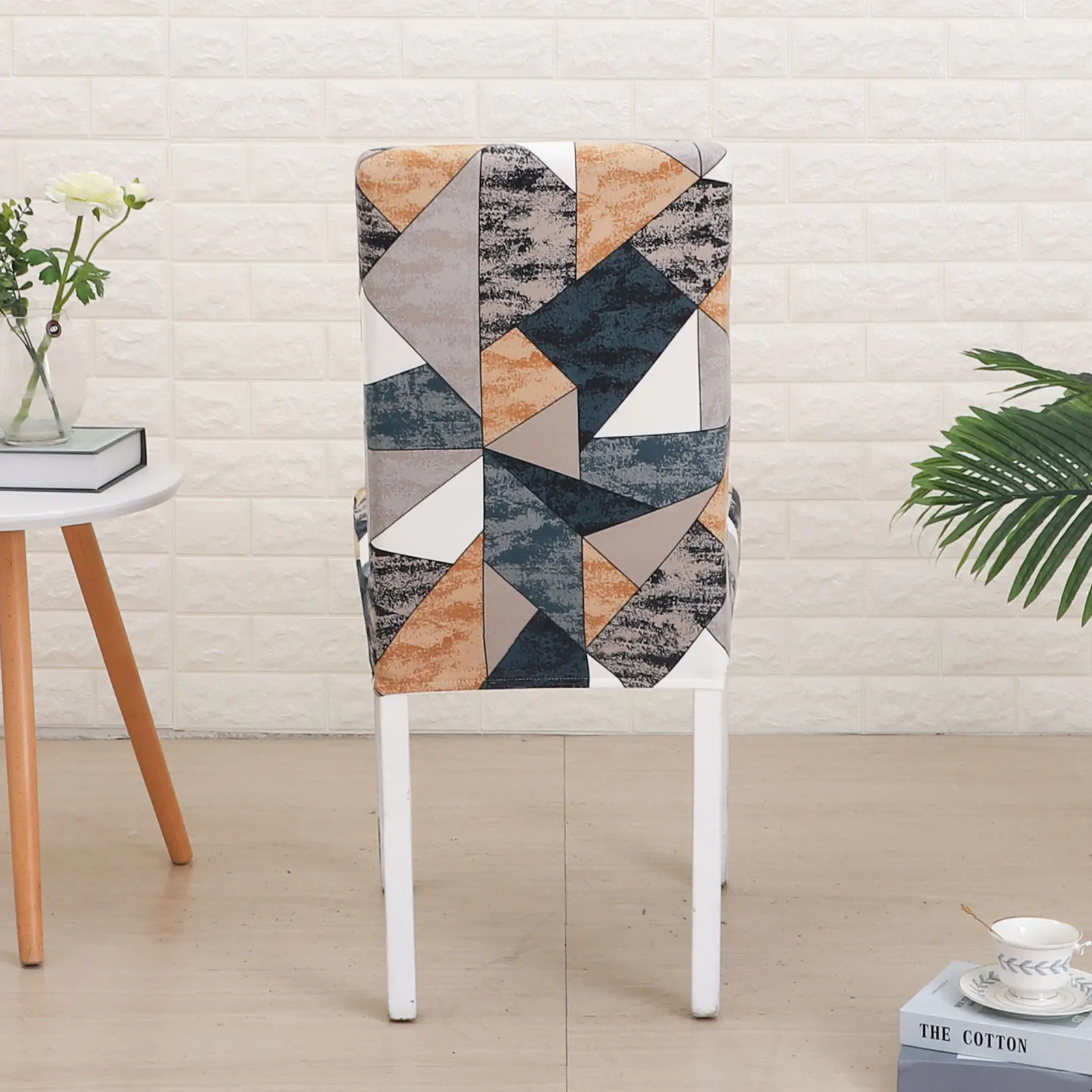 High Quality 160GSM Printed Pattern Chair Cover Stretch Dining Room Chair Covers Removable Washable Cover