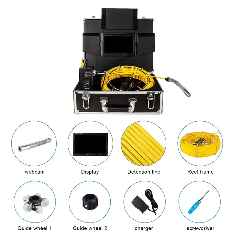 Sewer Camera 512Hz Sonde&Self-Leveling 7inch HD Screen DVR 16GB Drain Camera Waterproof IP68 Endoscope Pipe Inspect Camera manufacture