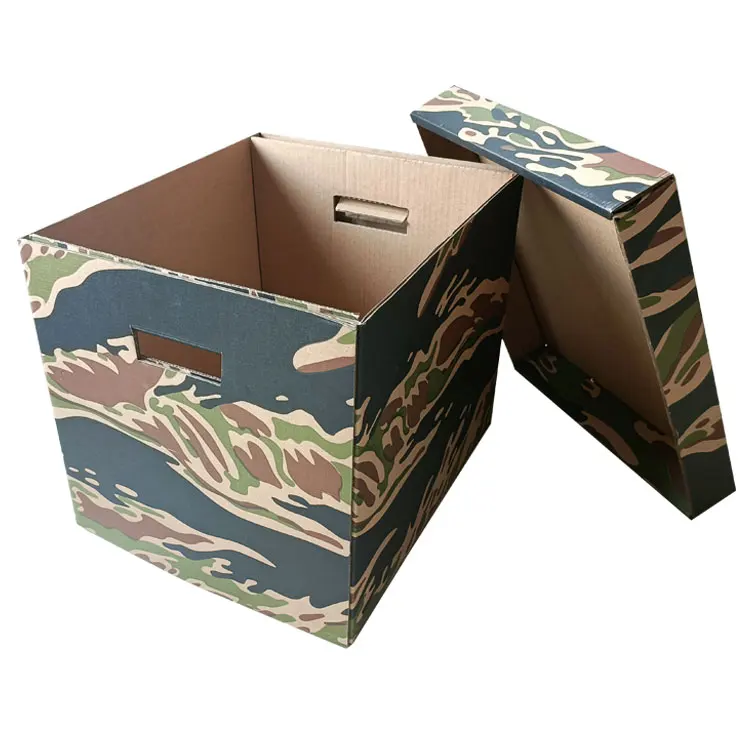 Custom File Bankers Storage Box With Lid and Handles Corrugated Cardboard Paper Carton Packaging Box