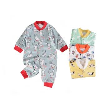 Newborn infant cotton long sleeves romper toddlers cartoon animal pajamas sleepwear baby onesie
