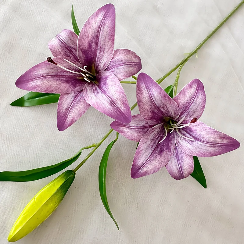 product jh factorys three headed silk lily flower wedding christmas and graduation decorative flower direct manufacturer supply-53