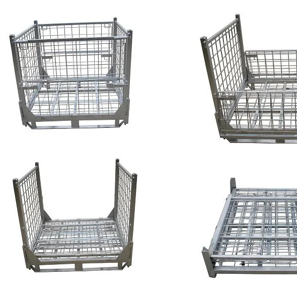 folding storage metal container, Warehouse cheap metal wire cage stillage