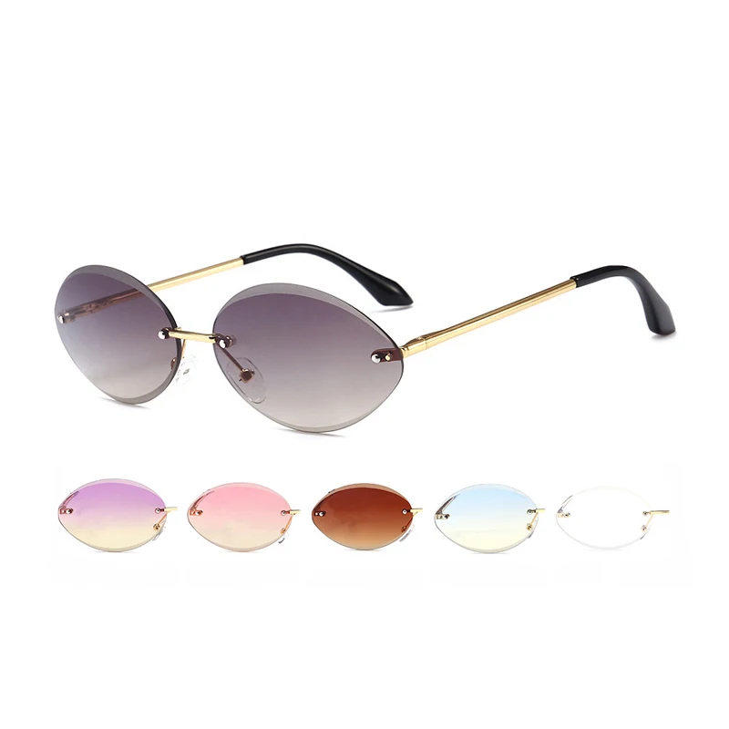 rimless oval sunglasses