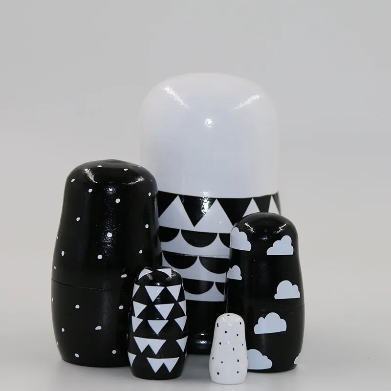 Детские развивающие игрушки русские гнездовые куклы рождественские подарки на день рождения деревянный набор для укладки 5 шт. кукла