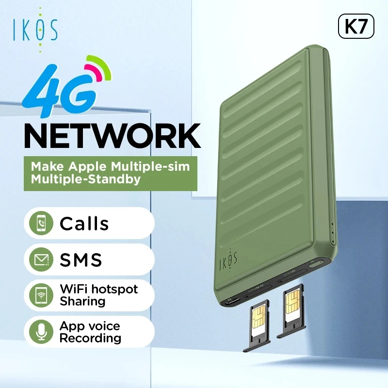 4g Sim Adapter for Iphone - 2 or 4 Sim Cards Active Simultaneously - Wifi Data / Internet Function Ikos Dual Sim With Internet