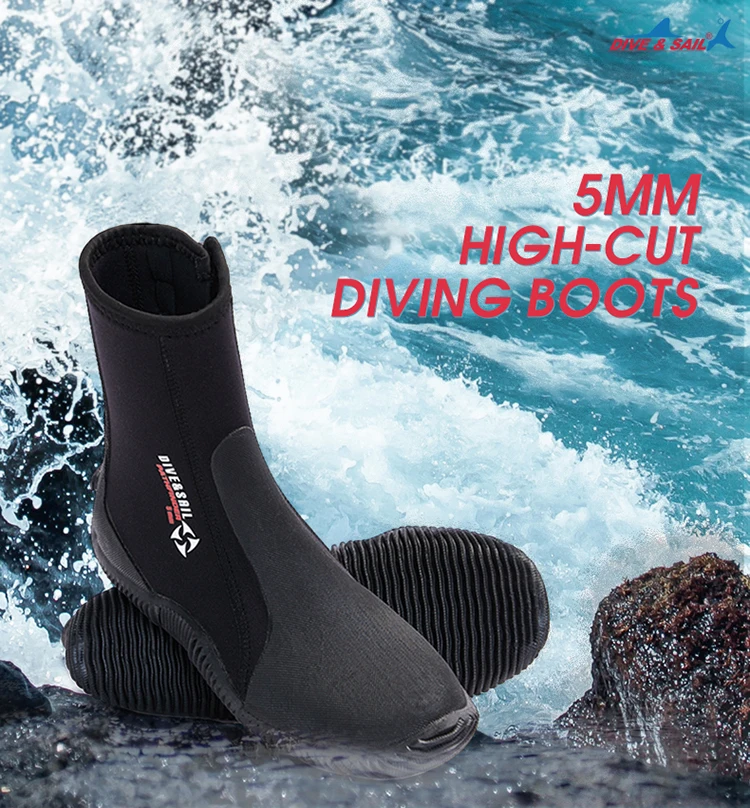 Dive&sail 5mm Neoprene Wetsuit Shoes Waterproof High Cut Neoprene