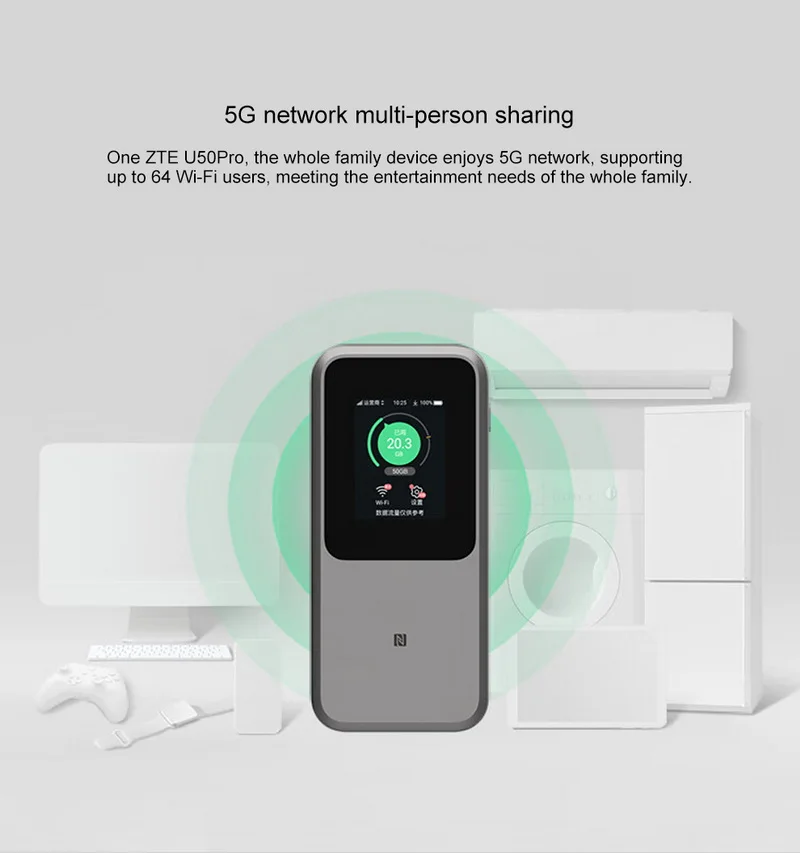 Hot selling ZTE MU5120 5G Portable WiFi U50 Pro 10000mah 27W Fast Charge WiFi 6 3600Mbps Mobile Hotspot 5G Router Sim Card