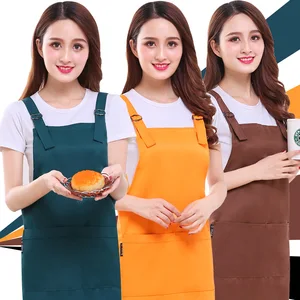 Korean Style Custom Logo Printed Advertising Apron Women's Workwear for Coffee Cake Shops Kitchen Restaurant Bar Uniforms
