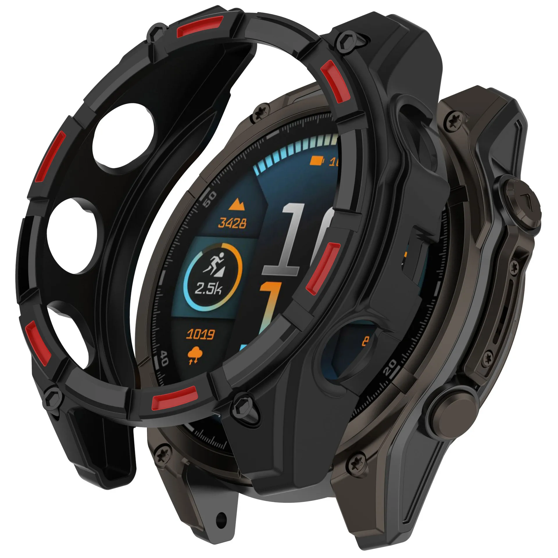 Luxury Half-Pack for Garmin Fenix 8 Armor Case Silicone Hollow Protective Band for Garmin Fenix 8