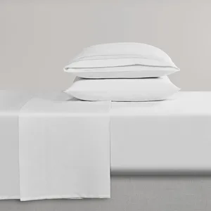 Polyester White Plain Color Embroidery Pillow Case Cover Bed Sheet Bedding Set Solid Microfiber 1800 Luxury Fitted Bedsheet