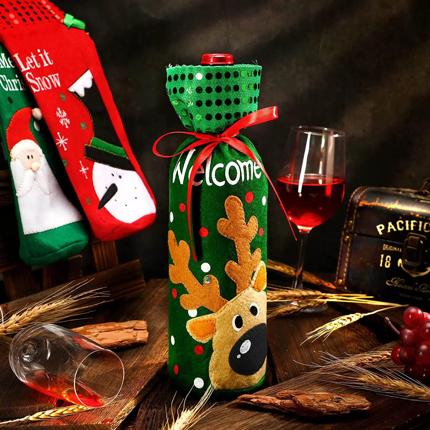 Decorative Christmas Wine Bottle Cover Bags Merry Christmas Decor For