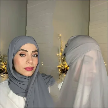 New Fashionable Islamic Scarf Inner Cap high quality muslim underscarf instant chiffon Hijab With Inner Scarf hijab