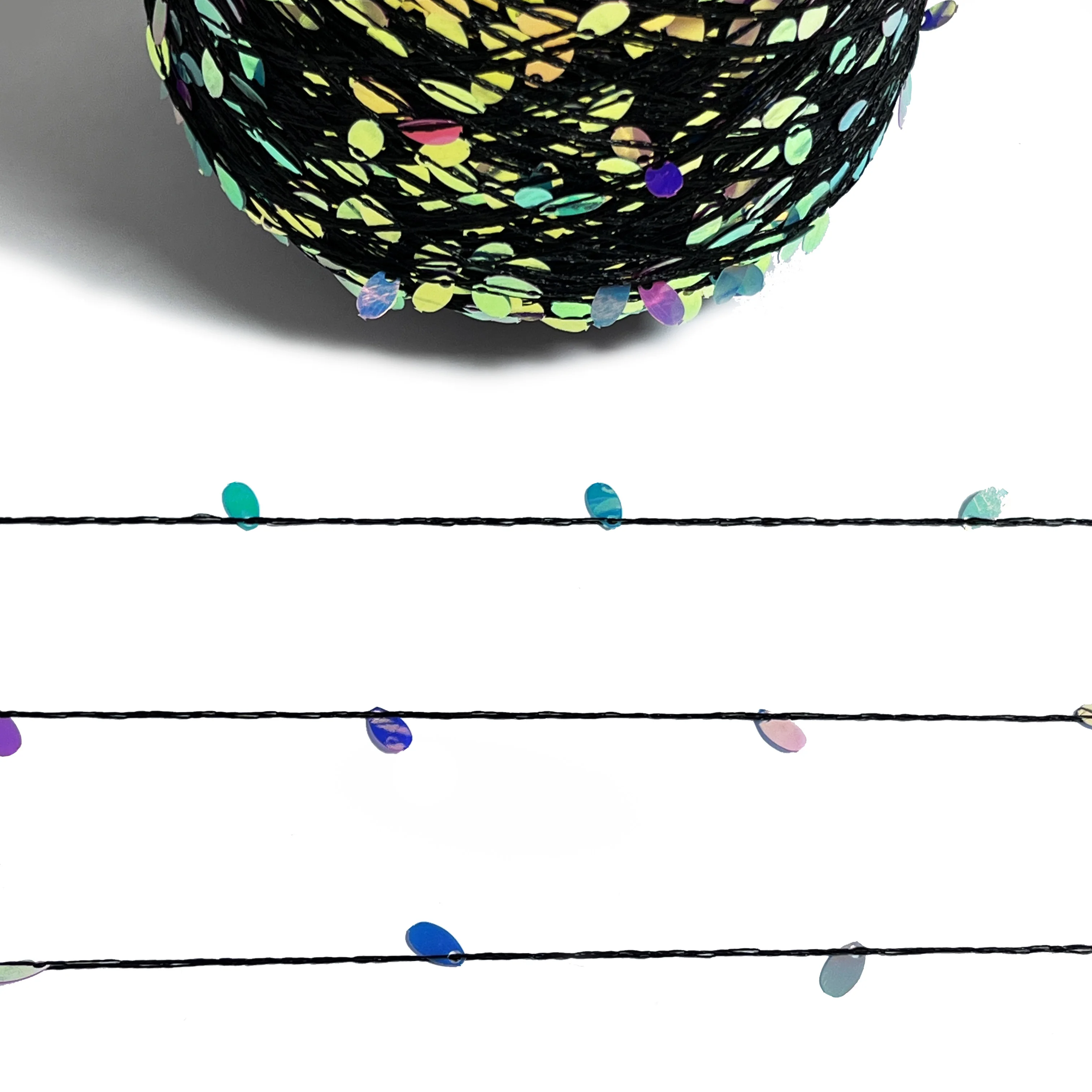 Причудливая овальная пряжа с блестками для вязания хлопчатобумажной пряжи ручного