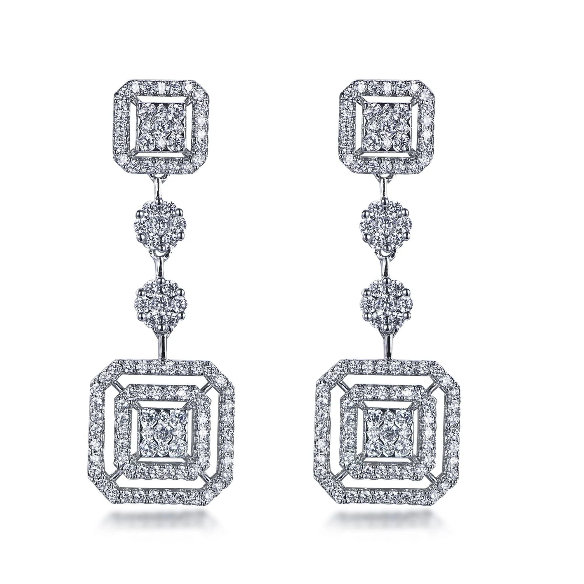 925 sterling silver earrings trendy women jewelry square shaped 5a cubic zirconia earrings dangle earrings