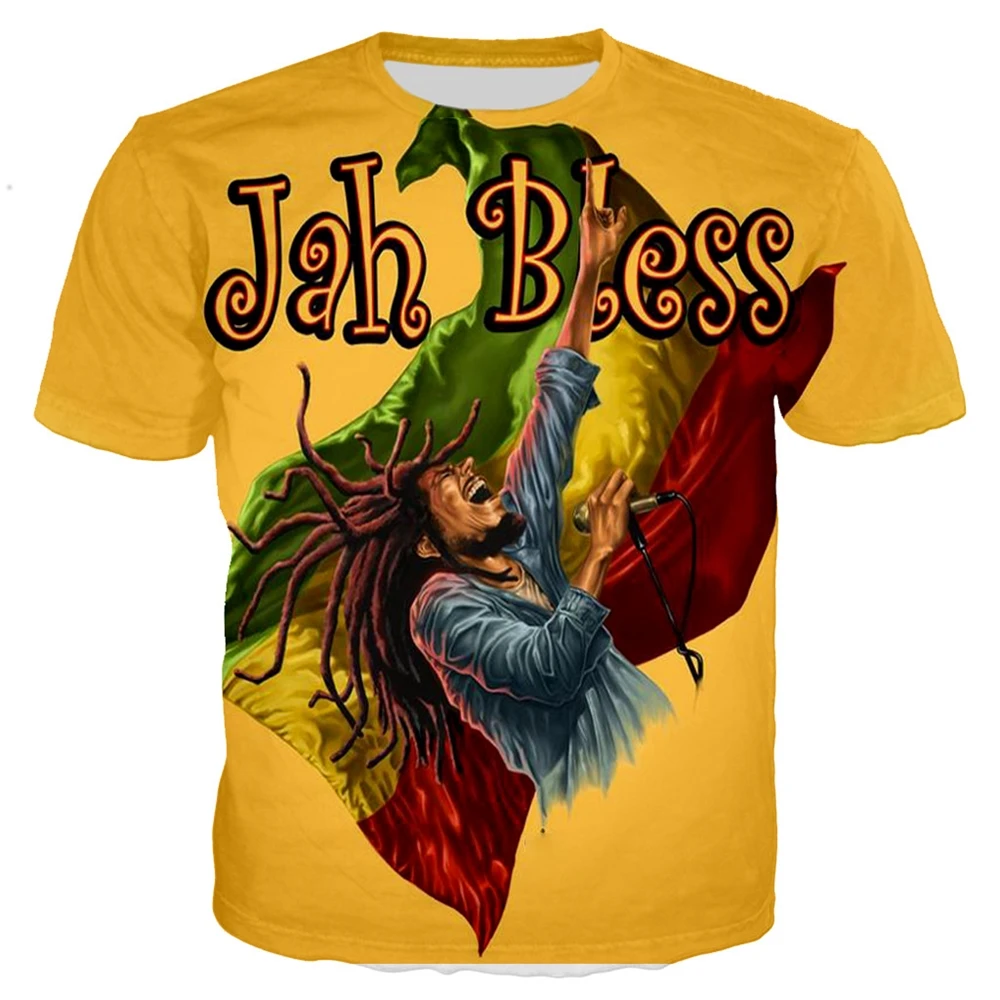 Hip Hop Shirt For Marley Bob Printed T-shirts Women Pop Funny Music ...