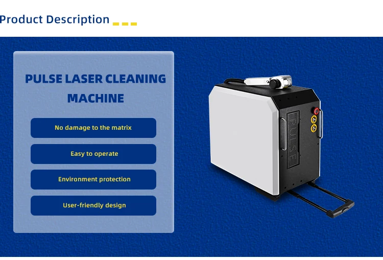 JPT 100W/200W Portable Fiber Pulse Laser Cleaning Machine Multifunctional Stainless Steel Stone Removal for Metal Water Output