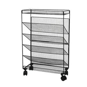 Simple House Ware Mesh Desk Organizer with Sliding Drawer Double Tray and 5 Upright Sections  Black