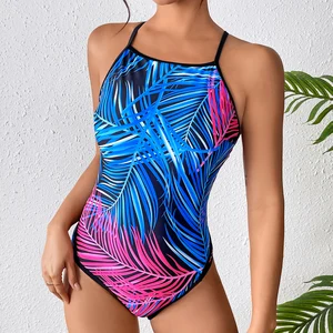 Custom Designer Women's One Piece Line Swimsuit 2026 High Cut Luxury Athletic Sporty Striped Quick Dry Stretch