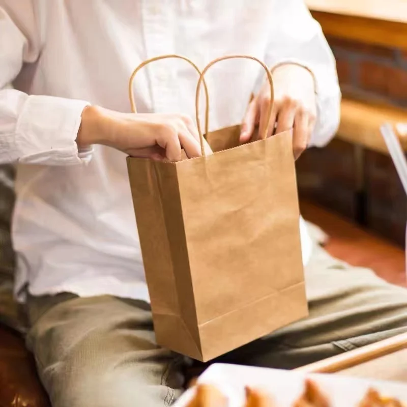 Big size wholesale price brown kraft paper bag with custom print logo shopping paper bag