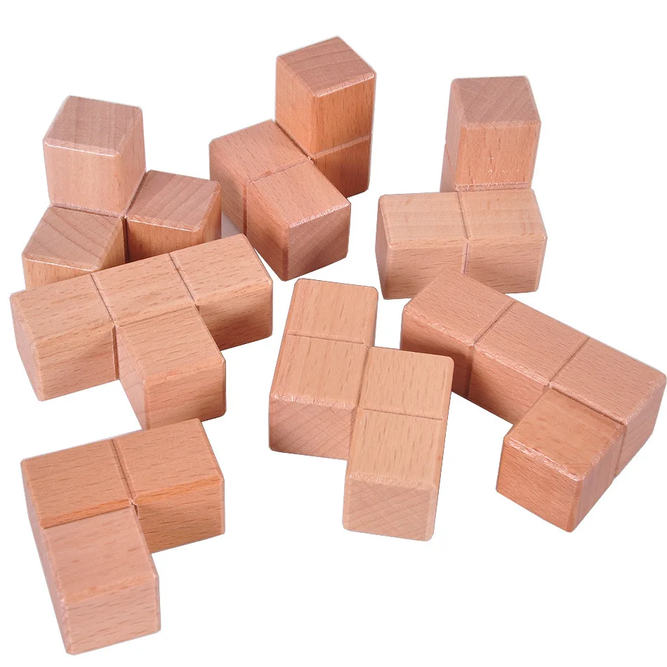 Large Wooden Soma Cube Puzzle Wooden Brain Teaser IQ Math Puzzle for Kids  and Adults Men Gift Sets