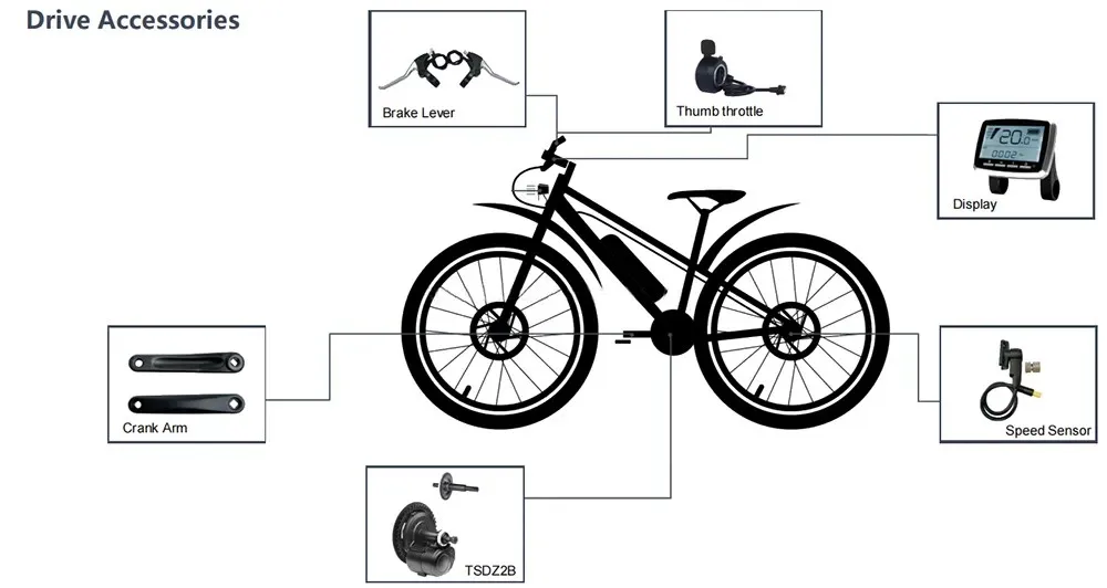 Motore Centrale Tongsheng TSDZ2B 36V 250W / 48V Per Bicicletta Elettrica - Sensore Coppia, 68mm