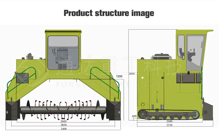 Fermentation of Organic Waste Crawler Walking Turner Manure Compost Turner Machine Equipment