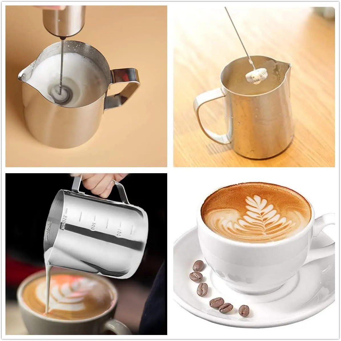 1pc Electric Milk Frother Mf06, Stainless Steel, Ideal For Home Use To Make  Coffee Latte Art And Foamed Milk