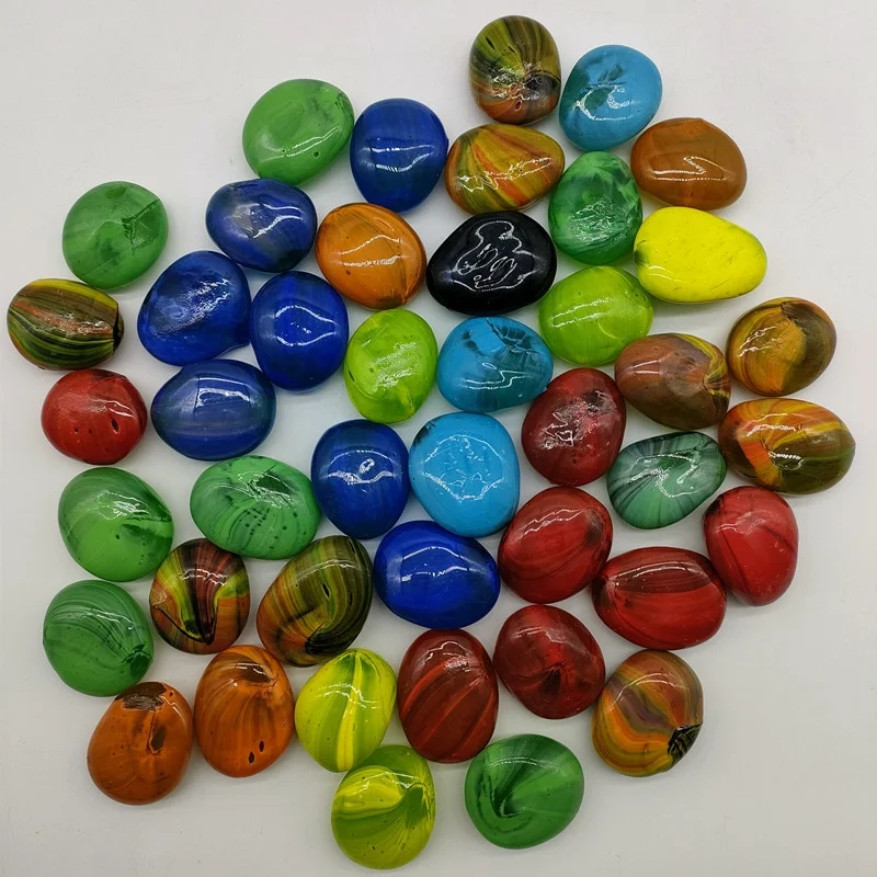 Bulk color polished Yuhua stone Price Natural pebble garden aquarium landscape color pattern glass beads price Paving stone