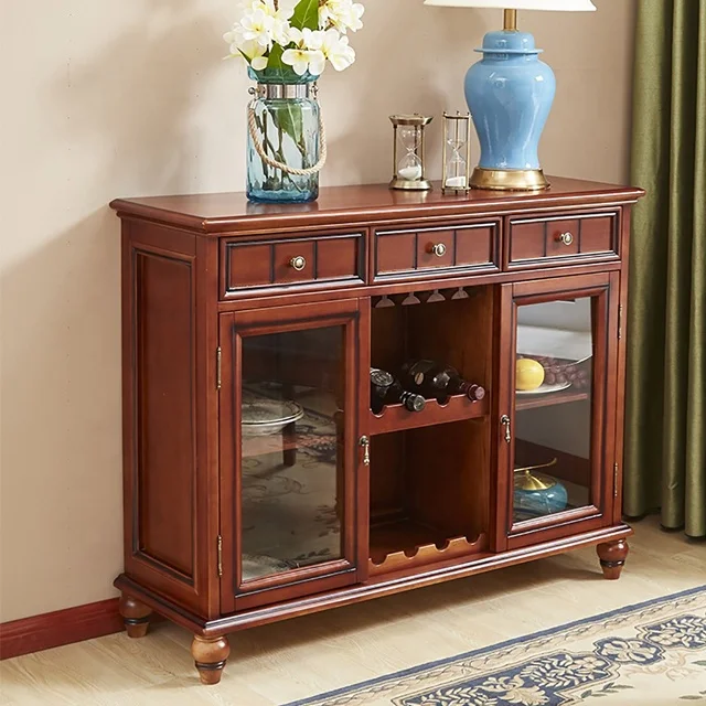 Solid Wood Meubles Buffet Tables with Storage Drawers and Doors for Living Room
