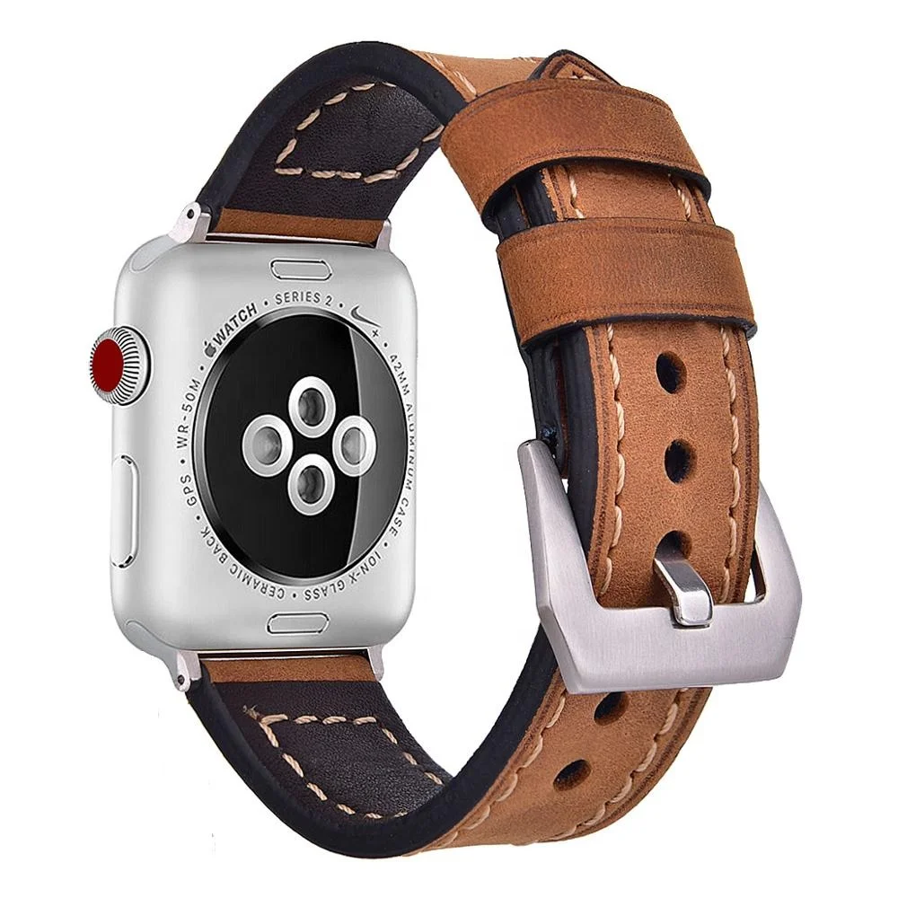 42mm 22mm High Quality Business Type Brown Genuine Leather Watch Band For Apple  Watch Strap - Buy 22mm Brown Genuine Leather Watch Strap,40mm 44mm Brown  Genuine Leather Watch Band For Apple,22mm Genuine