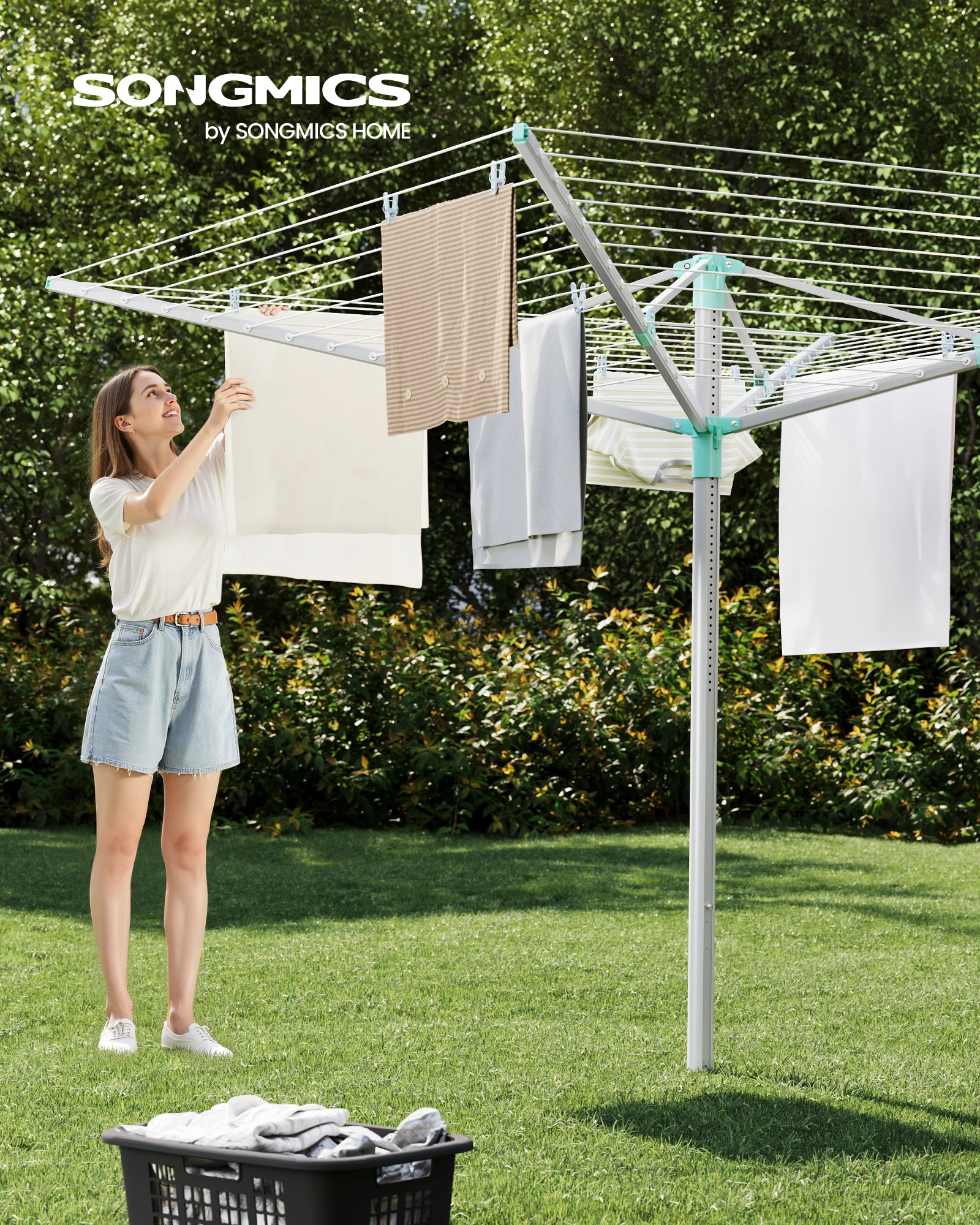 Alibaba.com: SONGMICS Height Adjustable Rotary Clothes Airer, aluminum ...