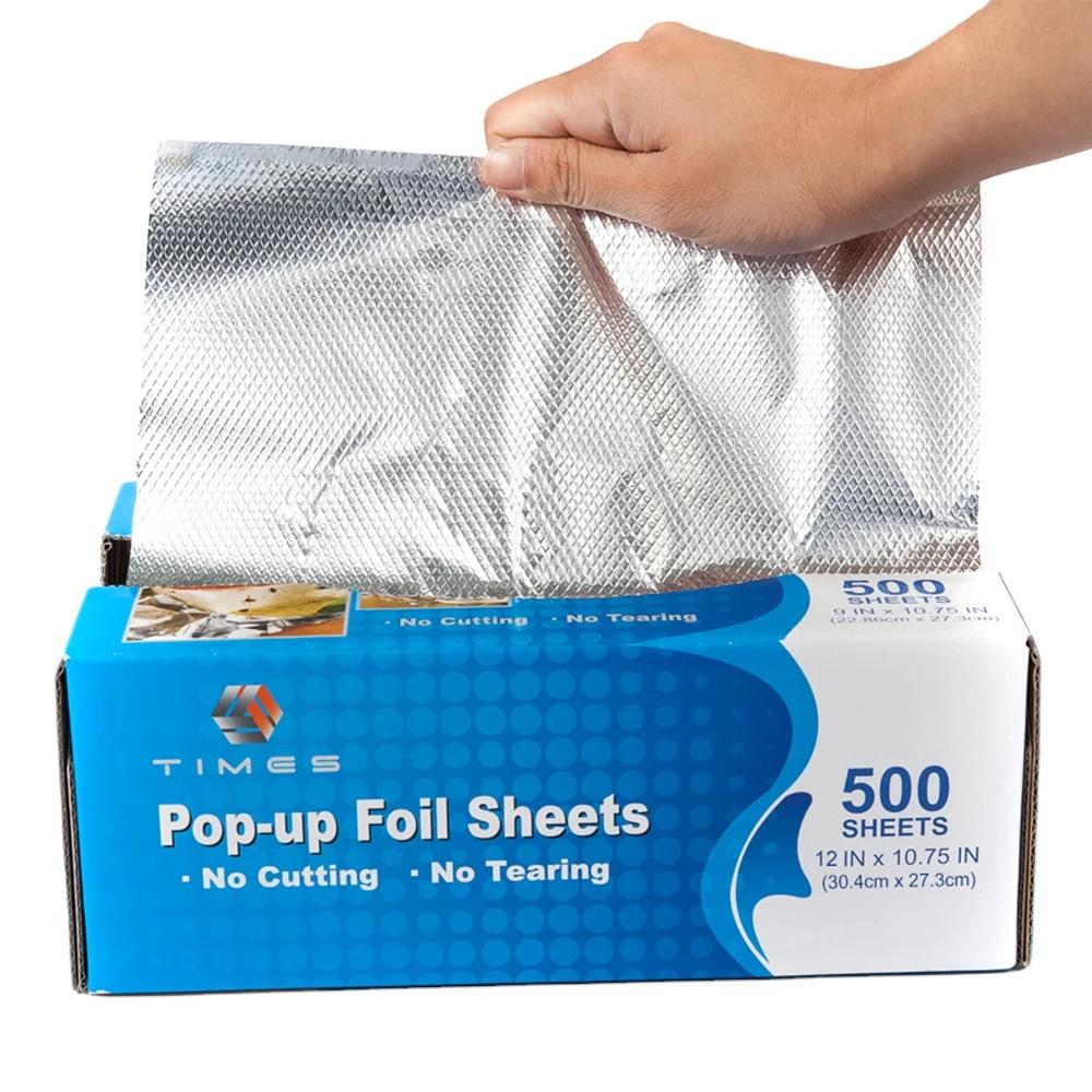 500 листы, всплывающие листы из фольги, алюминиевая фольга, пищевое использование, кухонная упаковка, цветная коробка из алюминиевой фольги, коробки из мягкой тисненой 10000