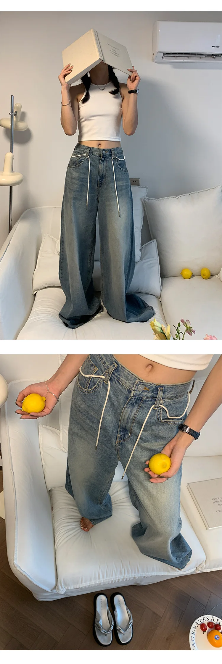 Custom Skater Jeans Wide Leg Pants Denim Pants Baggy Denim Jeans Femmes Women's Pants Women Jeans