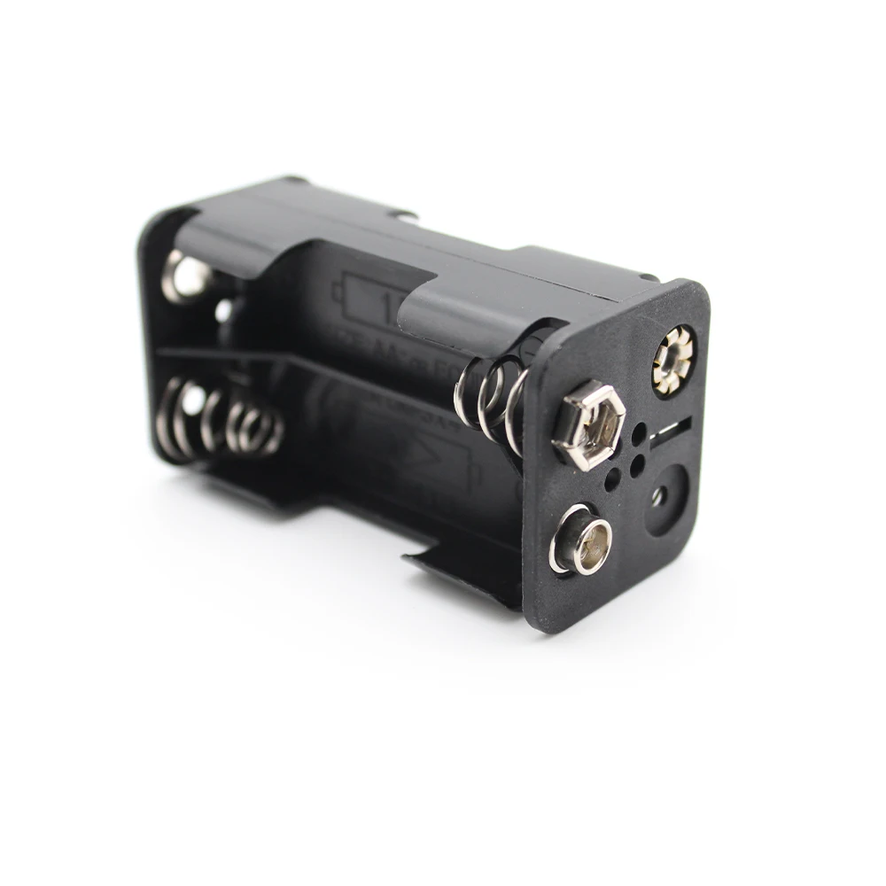 Dual Layer Battery Holder Back-to-Back 4*AA Battery Box with Electrode Cap Outlet Accessory for Multiple AA Batteries