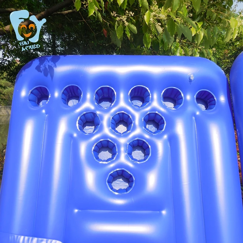 24 Cup Hole Inflatable Beer Pong Table Pool Float with Cooler