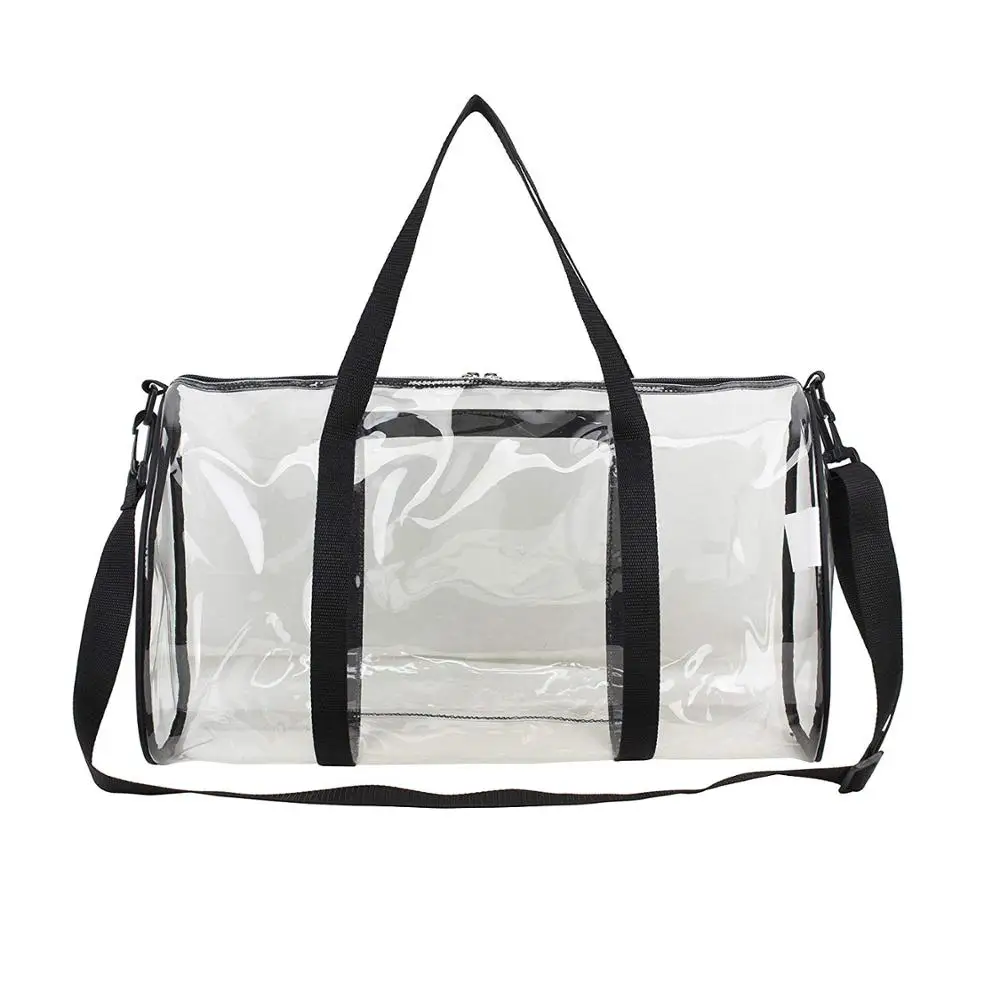 Source Factory OEM white transparent travel clear pvc duffle bag