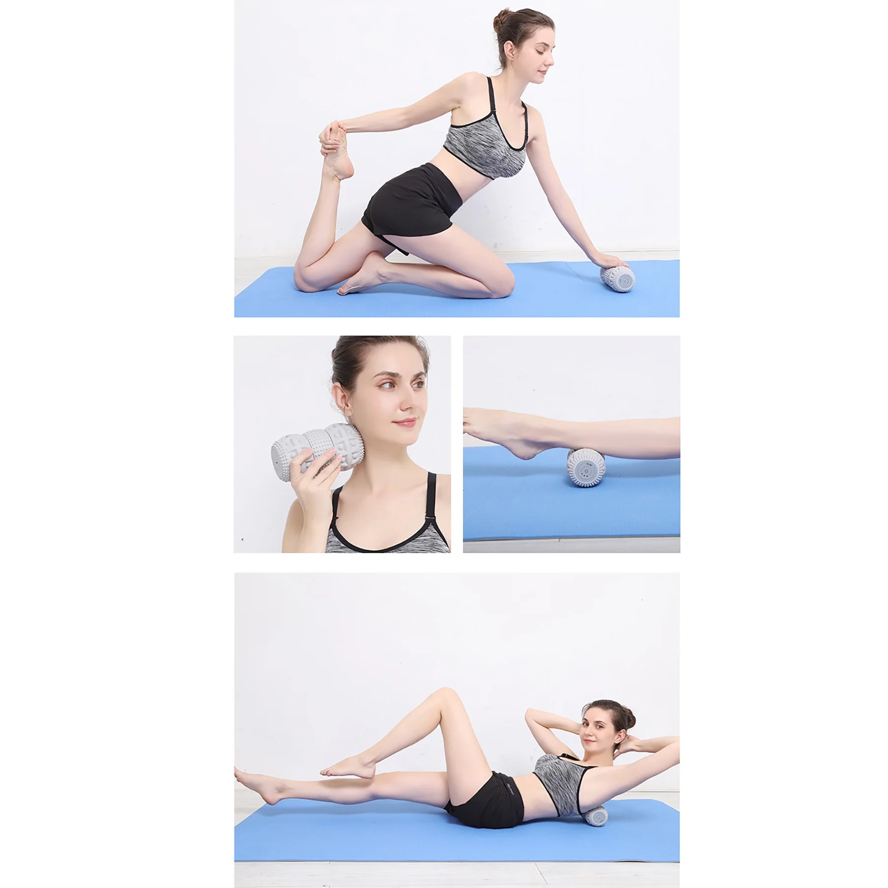 Portable Electric Fascia Ball Foam Roller Peanut Massage Ball Vibrating Foot Full Body Massage Vibration Roller