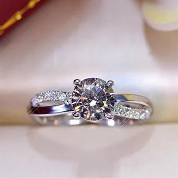 Anello Donna Con Moissanite - Argento Sterling 925 Placcato Oro Bianco 18k, Certificato GRA, Purezza D+ VVS1, Ideale Per Regali Speciali
