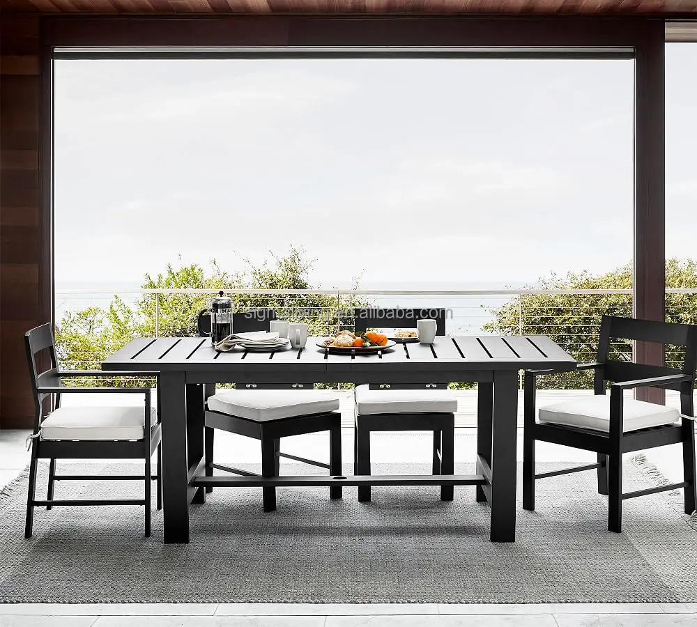 patio furniture aluminum dining table and dining chair set outdoor dining table set