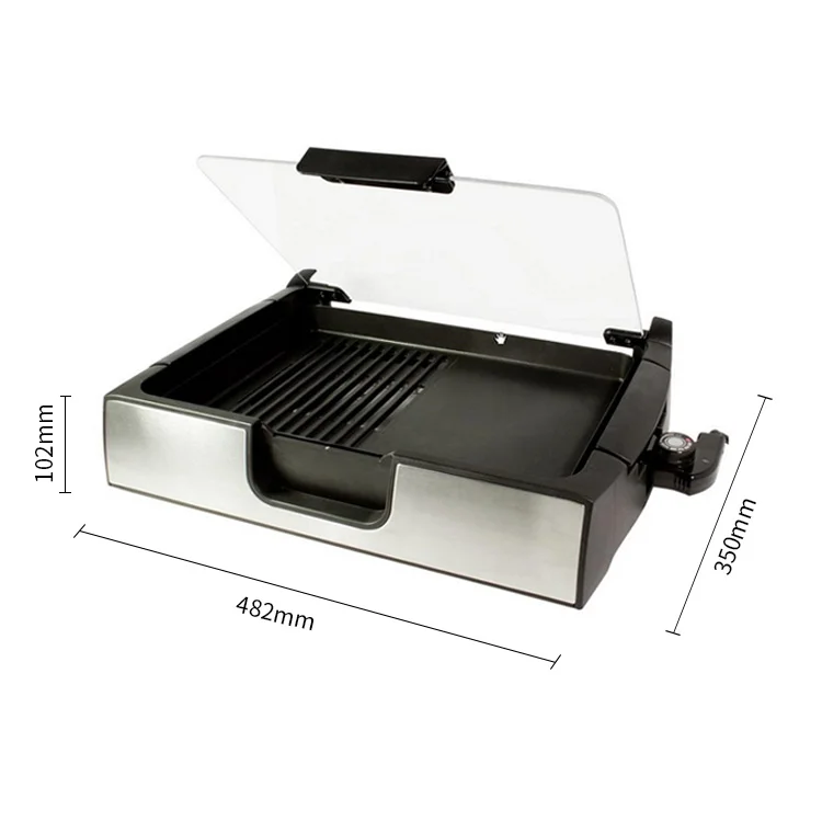 Indoor Electric BBQ Grill and Pan with Temperature Control Non-Stick ...