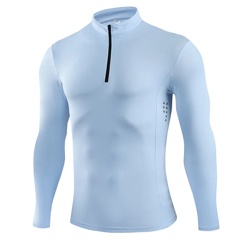 Half Zipper Turtleneck High Elastic Quick Dry Fitness Clothes Long