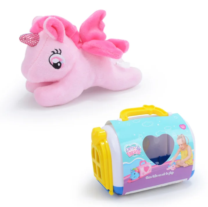 Cartoon Stuff Unicorn With Pet Cage Children Toy Soft Plush Play House Toy