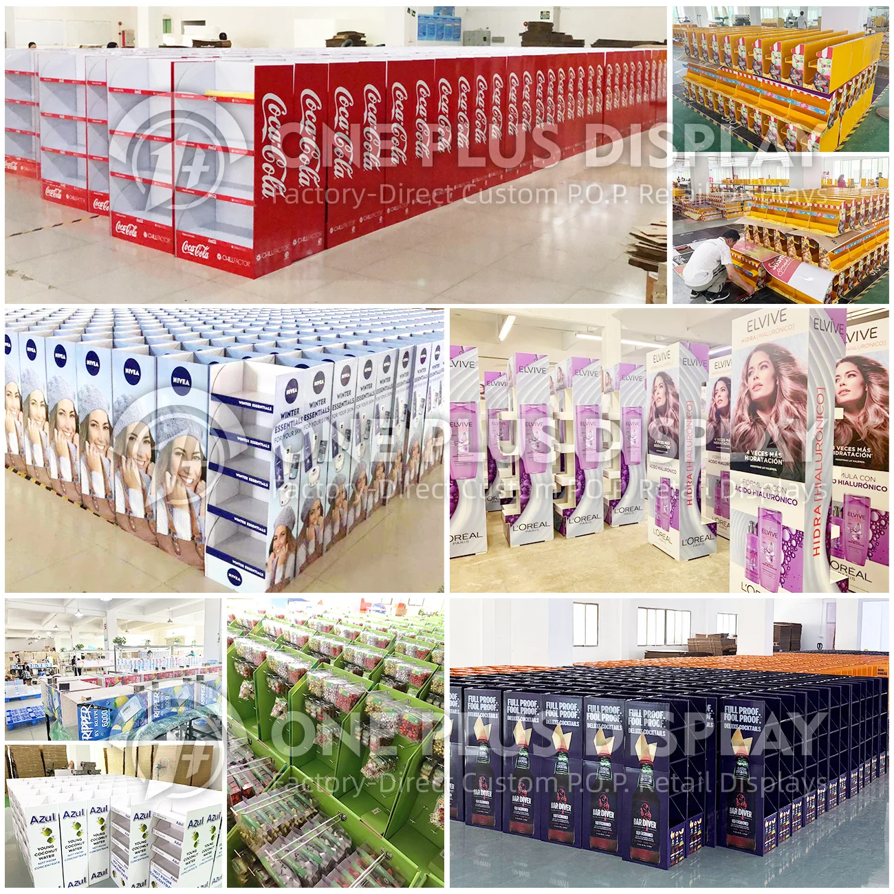 Point of Sale Cardboard Display Unit Shelves Strong Drink Beverages Displays Paper Floor Display for Ice Tea Lemon PVC